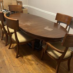 Solid Wood Dining Table With 5 Chairs 