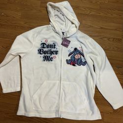 New Disney’s Winnie the Pooh Eeyore Fleece Zip-Up Sweatshirt in 3XL