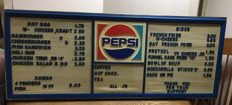 Vintage Pepsi menu board