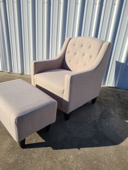 Noble House Tufted Wingback Armchair with Matching Ottoman (Pet Free Smoke Free) Can Deliver