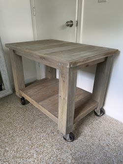 Industrial Wooden Cart On Casters
