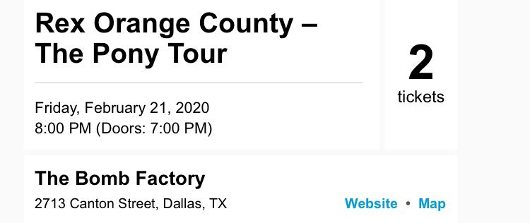 Rex Orange County Dallas 2 tickets, February 21 Concert Show