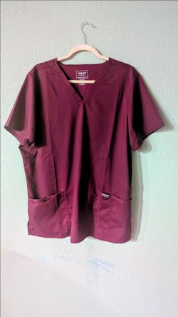 Cherokee Workwear V-Neck Scrub Top - Burgundy