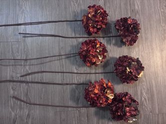 Burnt Orange Bronze Tone Hydrangeas 6pc