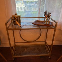 $75 Gold Decorative Bar Cart (on Wheels)