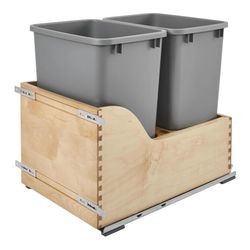 Rev A Shelf Wood Classics 15" Pull Out Double 35 Qt / 8.75 Gallon Trash Can Drawer System with Soft Close for Inset Cabinet Door