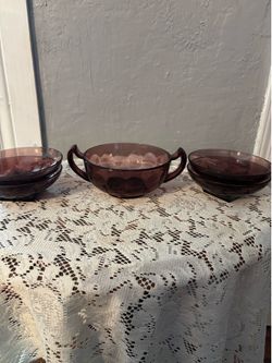 Vintage Purple Glass Five Piece Group