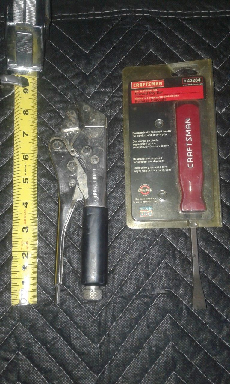VINTAGE/NEVER USED CRAFTSMAN (USA) "VICE GRIPS" & Small Pry Bar.