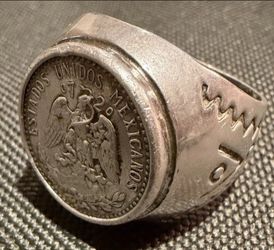 Vintage Mexican Peso Ring Size 13 .925