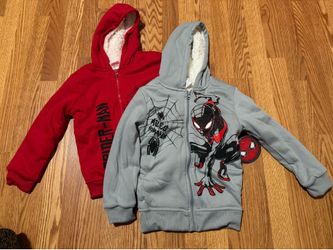 Set of 2 • Marvel Comics Spider-man Sherpa Lined Full Zip Jacket • size 7 NWT