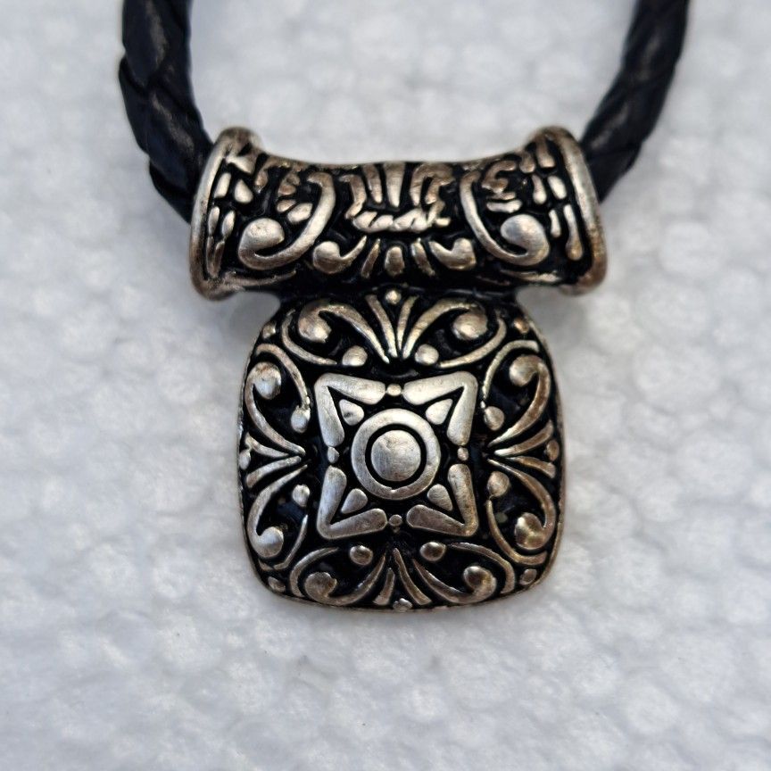 Premier Jewelry Charm Necklace With Black Rope Faux Leather Cord Lobster Claw