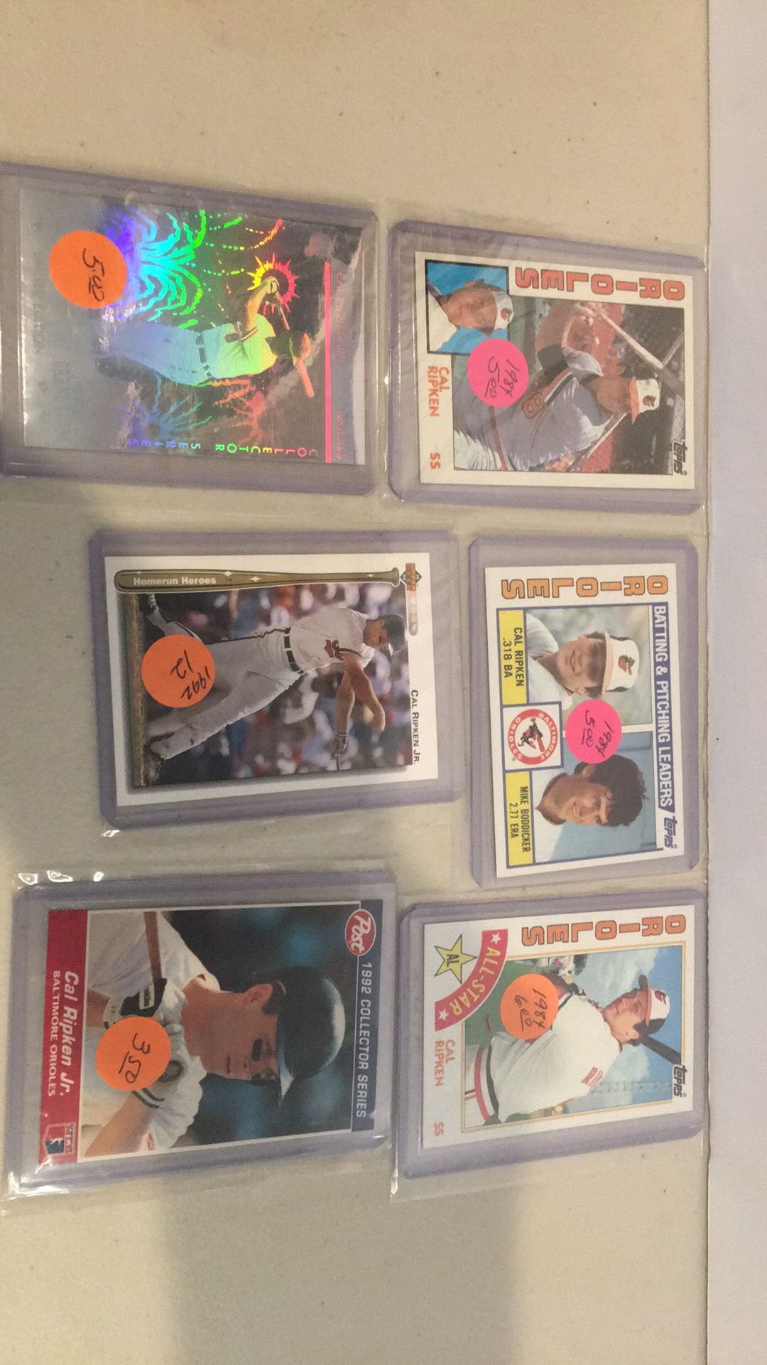 Cal Ripken Junior six cards