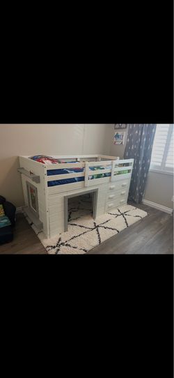 White twin loft bed