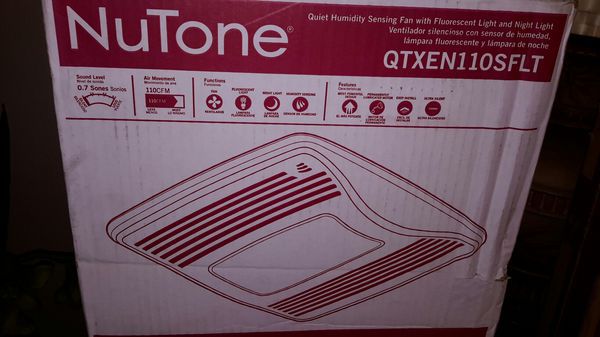 New NuTone QTX Series Very Quiet 110 CFM Ceiling Humidity Sensing Exhaust Bath Fan, Light/Night Light, ENERGY STAR Qualified