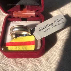 925  SS wedding  band With gold  rim $44.99