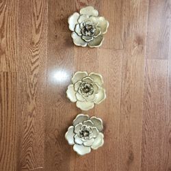 3 Piece Set Gold Metal Wall Decor 