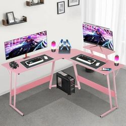 L Shaped Gaming Desk, 50 Inch Corner Desk, Office Computer Desk with Large Monitor Stand for Home Office Sturdy Writing Workstation, Easy to Assemble,