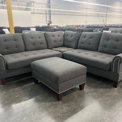 Charcoal Gray 3 Pc Sectional Storage Ottoman