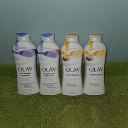 4 Olay Bodywash 22oz (2 Exfoliating/ 2 Shea Butter) 