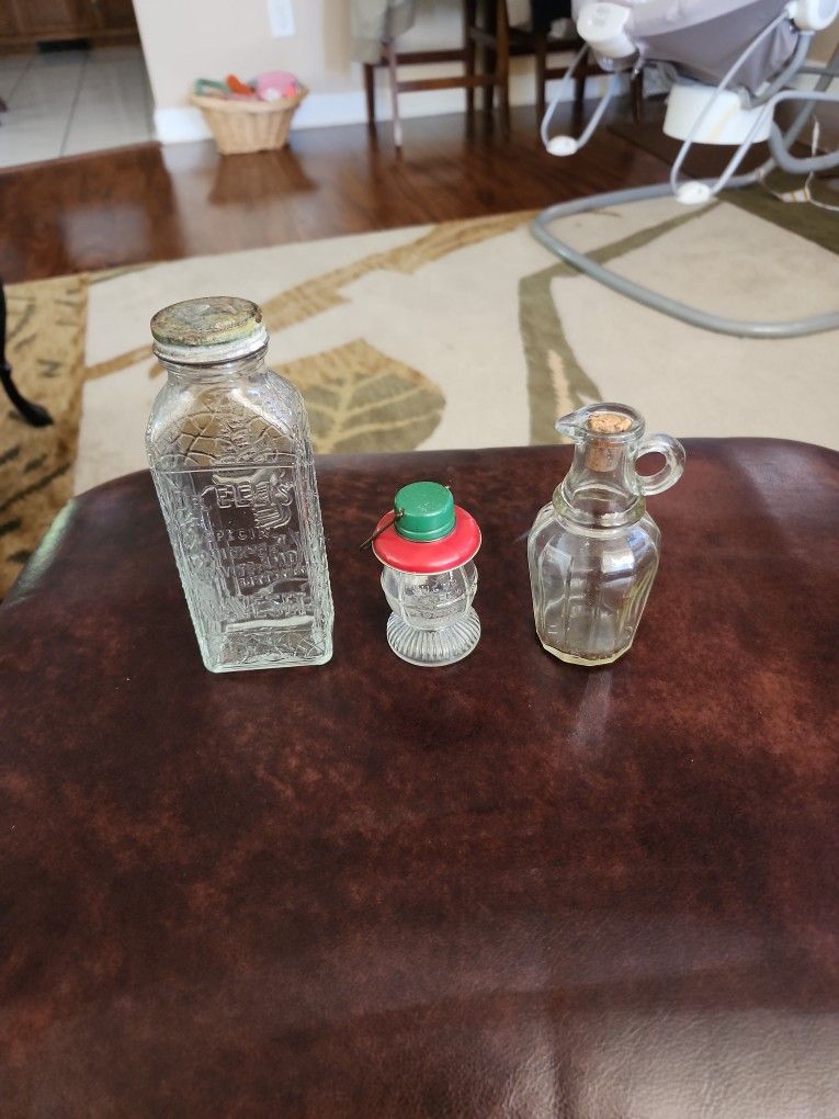 #3 Vintage Glass Bottles One Money's