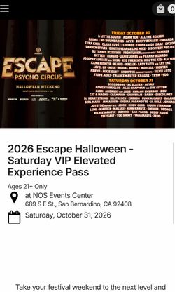 Escape VIP Sat 10/31