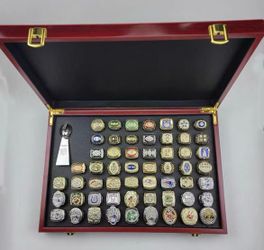 1966 To 2021 NFL Super Bowl Championship Ring Set (56 rings) with 10cm mini trophy case