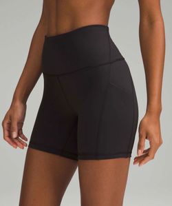 Lululemon Wunder Train High-Rise Shorts w/Pockets 6" Black Size 10