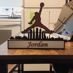 Jordan Logo Over Chicago Skyline