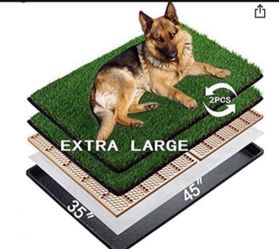 MEEXPAWS Dog Grass Pee Pads for Dogs with Tray , Extra Large, Large, Small 3 Sizes , 2 Dog Artificial Grass Pads , Indoor Dog Litter Box