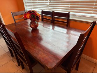 Wood dining table w/ 6 chairs