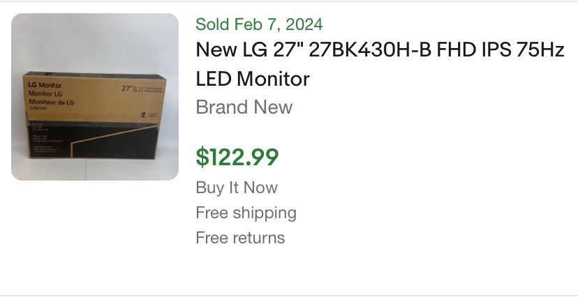 Brand new LG monitor 27”