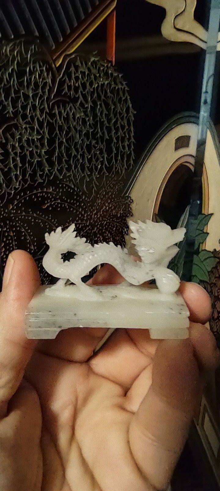 Little Carved Soapstone Chinese Dragon Sculpture 2.5" long 1.5" tall Gray