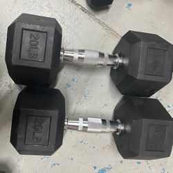 BRAND NEW - Set of 2 - 20lb BalanceFrom Rubber Hex Non-Slip Grip Dumbbells 