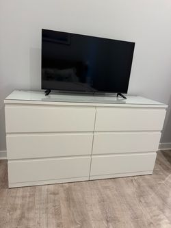 Ikea 6-Drawer Dresser with Glass Top