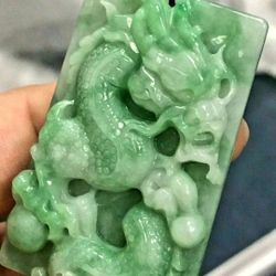 Burma icy green Jadeite pendant Dragon.