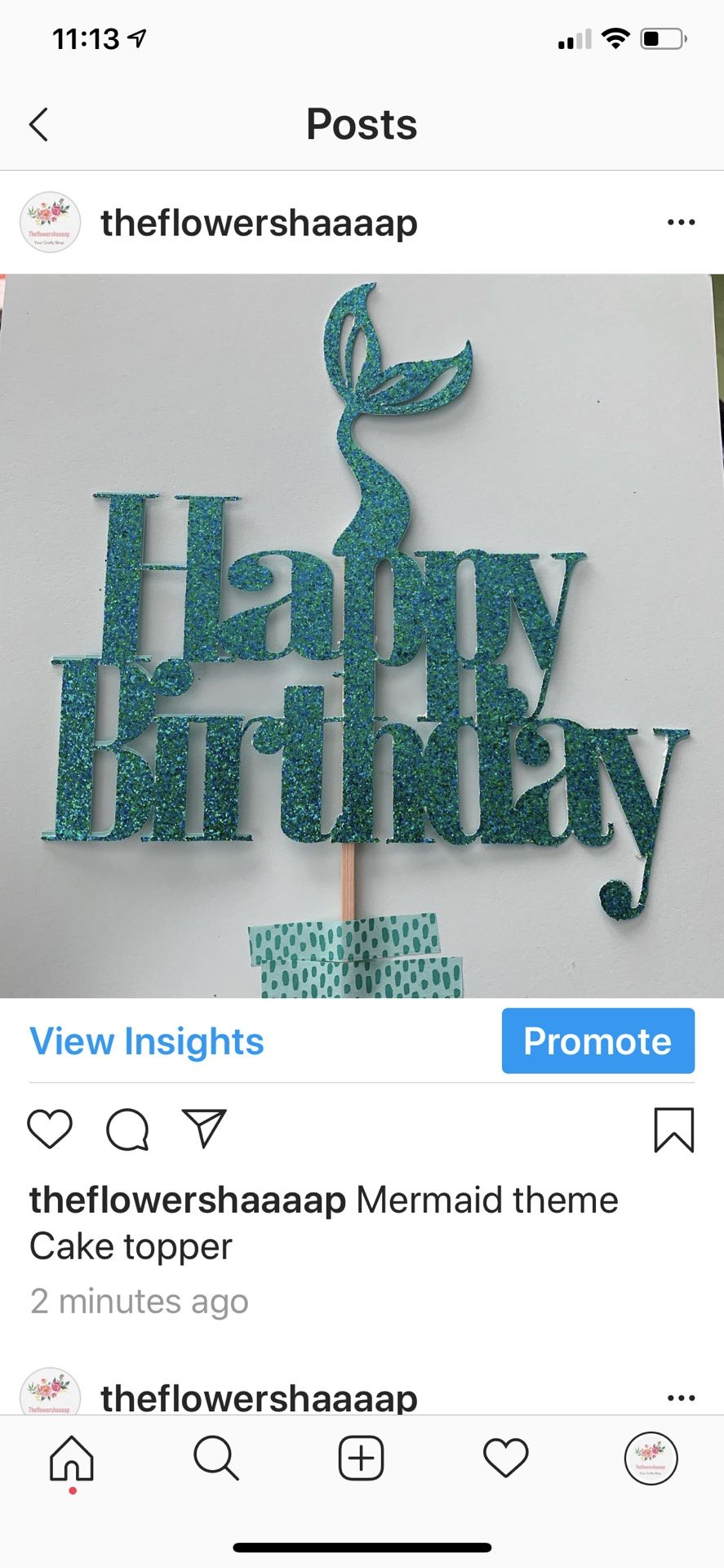 Birthday Mermaid Cake topper