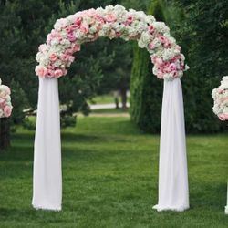 HQ-ZJ133 102.3 in. x 78.7 in. Elegant Arch Arbor White Metal Garden Party Wedding Decoration for Climbing Plants Flowers