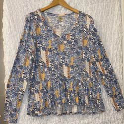 True Craft: Floral & Polka Dot Top, Long Sleeved, Size: XL