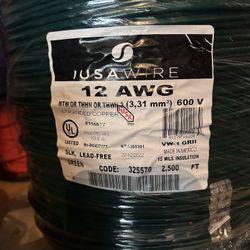 Wire 12 AWG THHN/THWN-2 Stranded Copper, Green, 2500 Ft