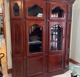 vintage real wood showcase tower