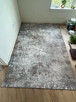 Modern Abstract Area Rug - Gray & Brown Distressed Design
