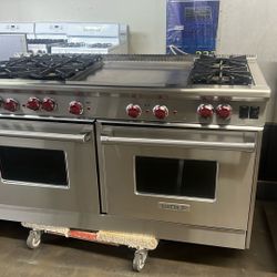 Wolf 60”Wide All Gas Range Stove In Stainless Steel With 24”Griddle 