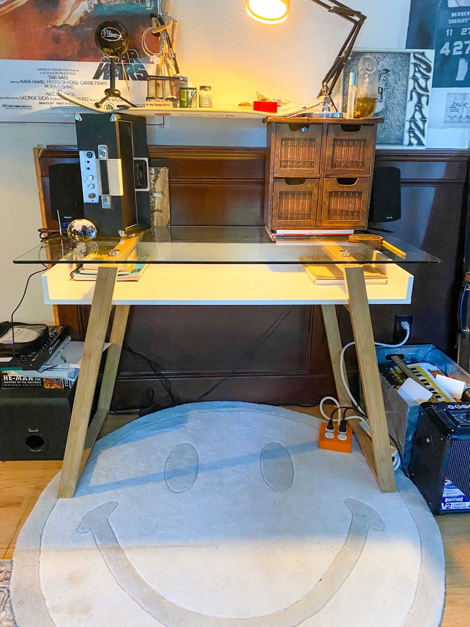 Modern Glass Top Home Office Desk