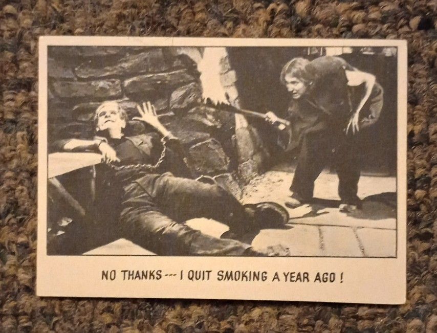1973 Topps Frankenstein Monster Being Tortured #77 Boris Karloff You'll Die Laughing Universal Movie Pictures Creature Feature Card Vintage
