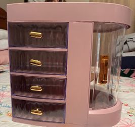 Pink Jewelry Organizer Box with Drawers