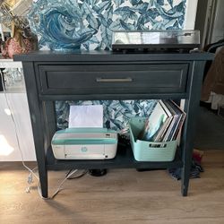 Navy Blue Wood Console Table with Drawer