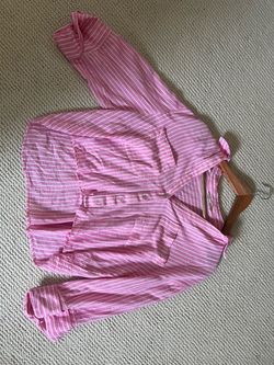 Pink and White Striped Button-Up Shirt