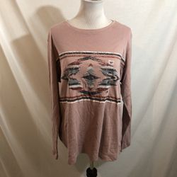 Northcrest “Woodrose” Rose Long Sleeve Top With Trees - Womens 2X, NWT, Bust 26”, length 28”