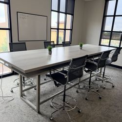 12-Foot Conference Table with Power + 6 Adjustable Chairs – Great Condition