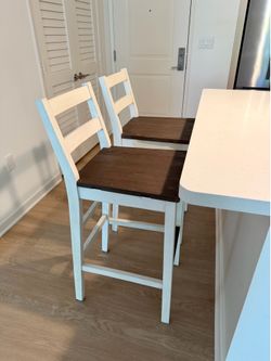 Set of 2 Solid Wood Counter Height Barstools